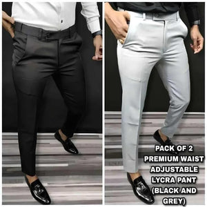 Premium Waist Adjustable Lycra Men's Trouser (Pack of 2) | TRENDBUY