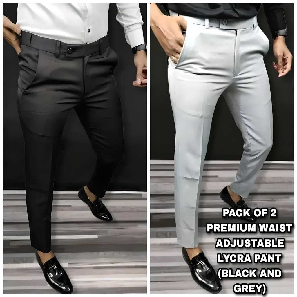 Premium black Lycra men's trouser, close-up of adjustable waist.