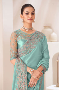 Premium Sartin Chiffon Wedding Saree with Luxurious Satin Silk Blouse