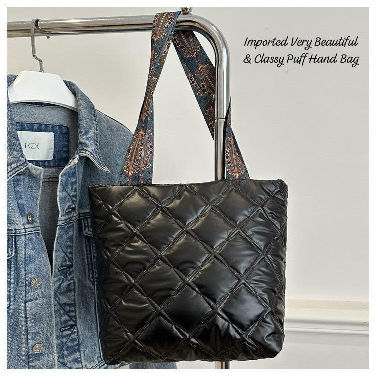 Classy Broad Belt Puff Handbag for Women - New Arrival Black