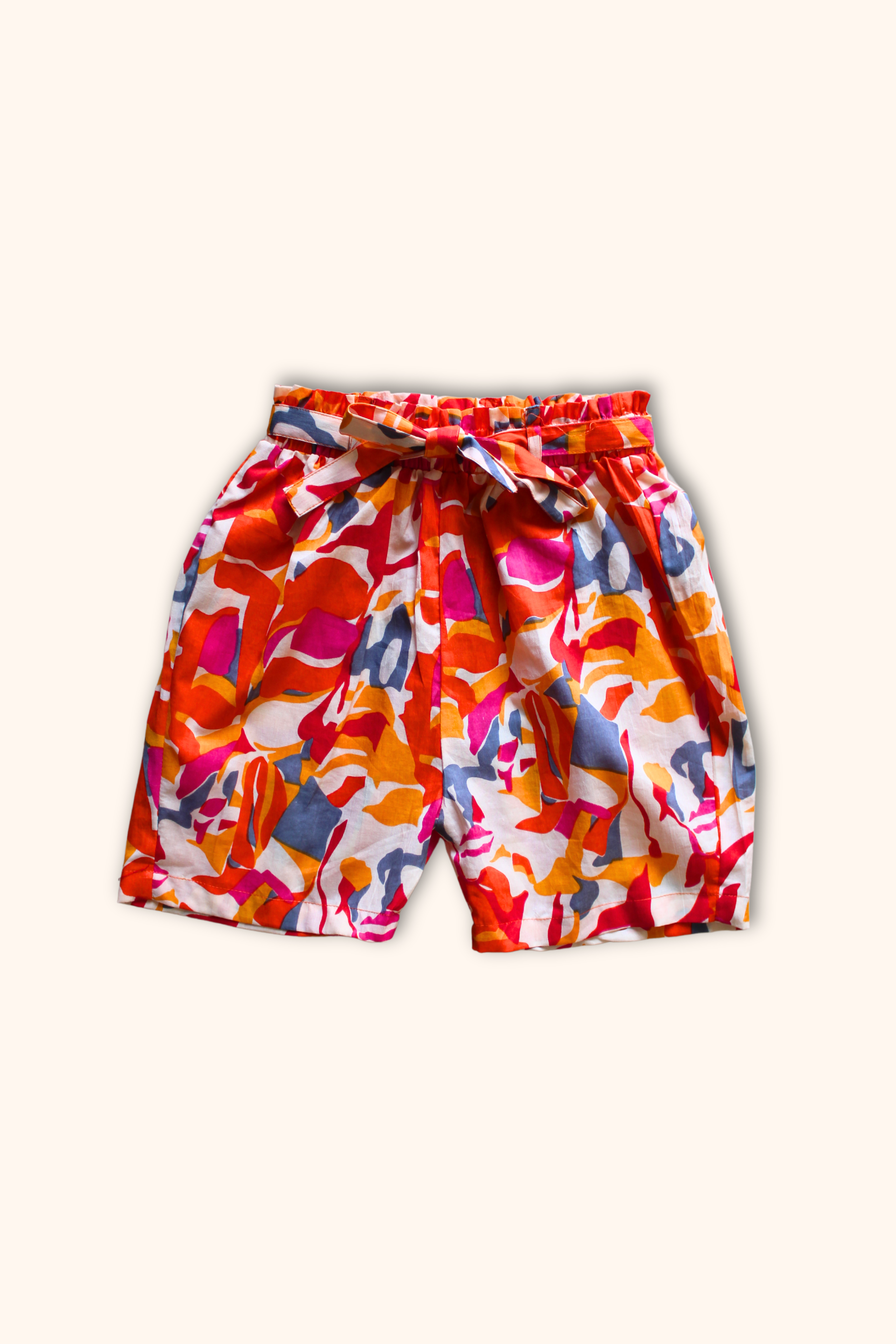 Girls Pure Cotton Printed Resort Wear - Red Orange