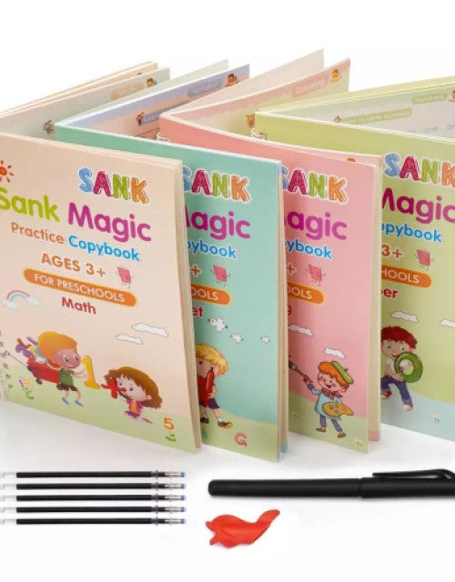 4pcs/set Magic Sank Practice Copybook with English Language Printing,Calligraphy Word Book Best Gift for Child 1. 4pcs set Magic Sank Practice Copybook with English Language Printing,Calligraphy Word Book Best Gift for Child
