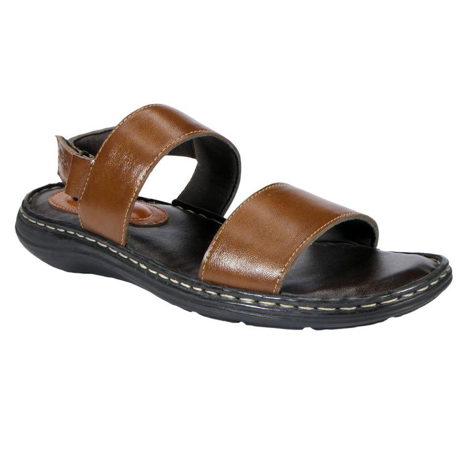 AM PM men's brown leather daily wear sandals with toe loop
