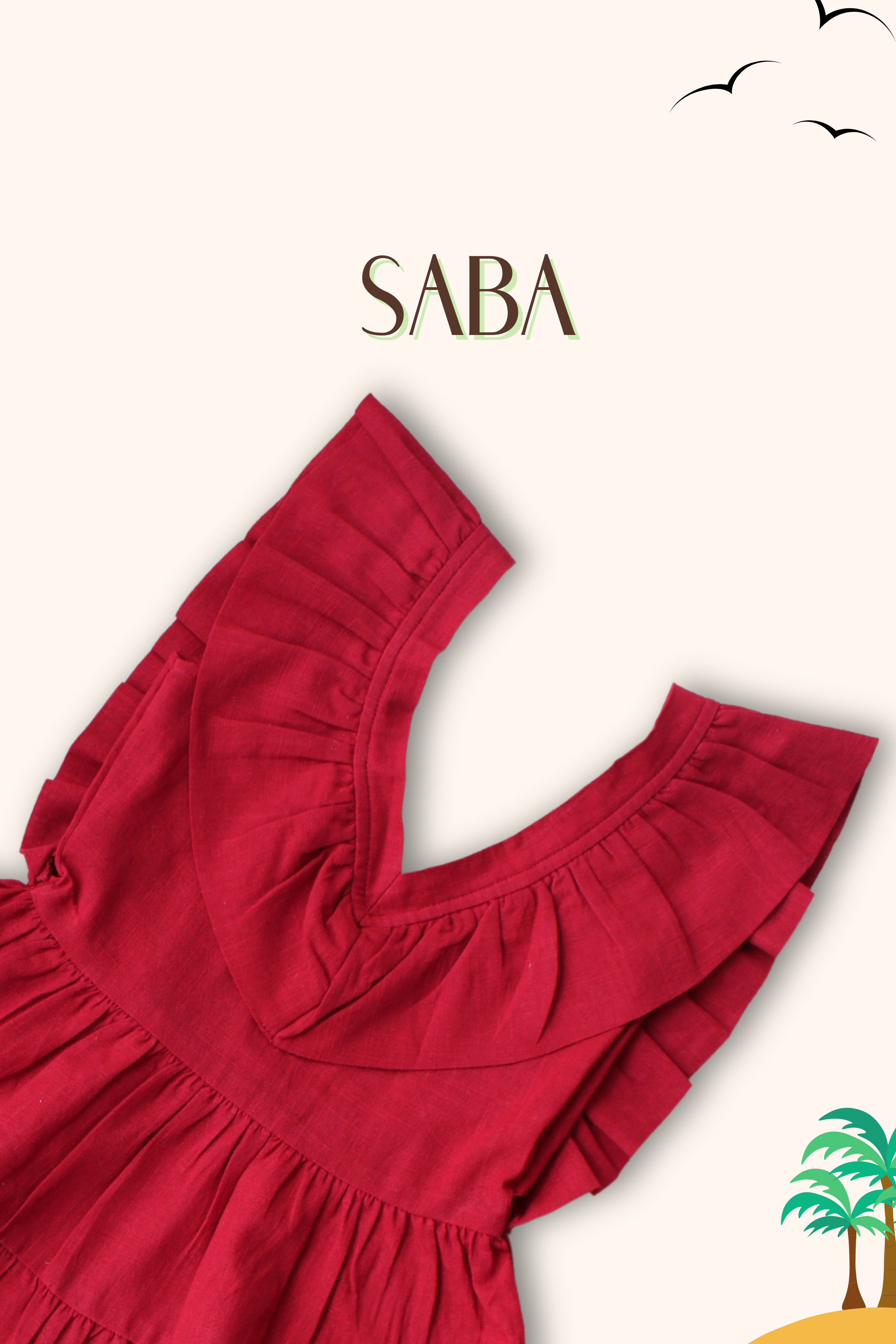 Girls Saba Backless Party Wear Dress - Maroon