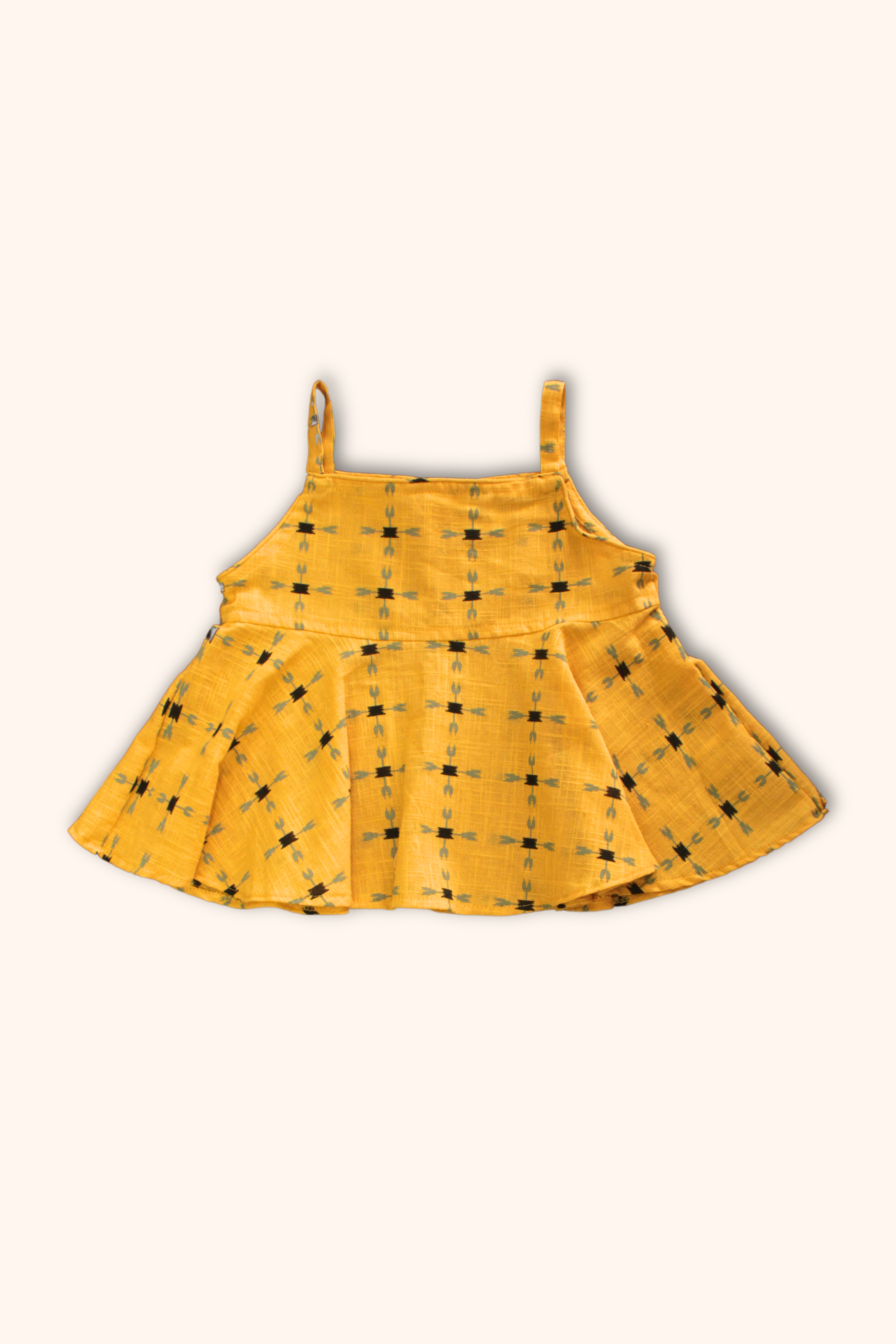 Girls 100% Cotton Summer Printed Clothing Set with free Scrunchie - Sunny Yellow