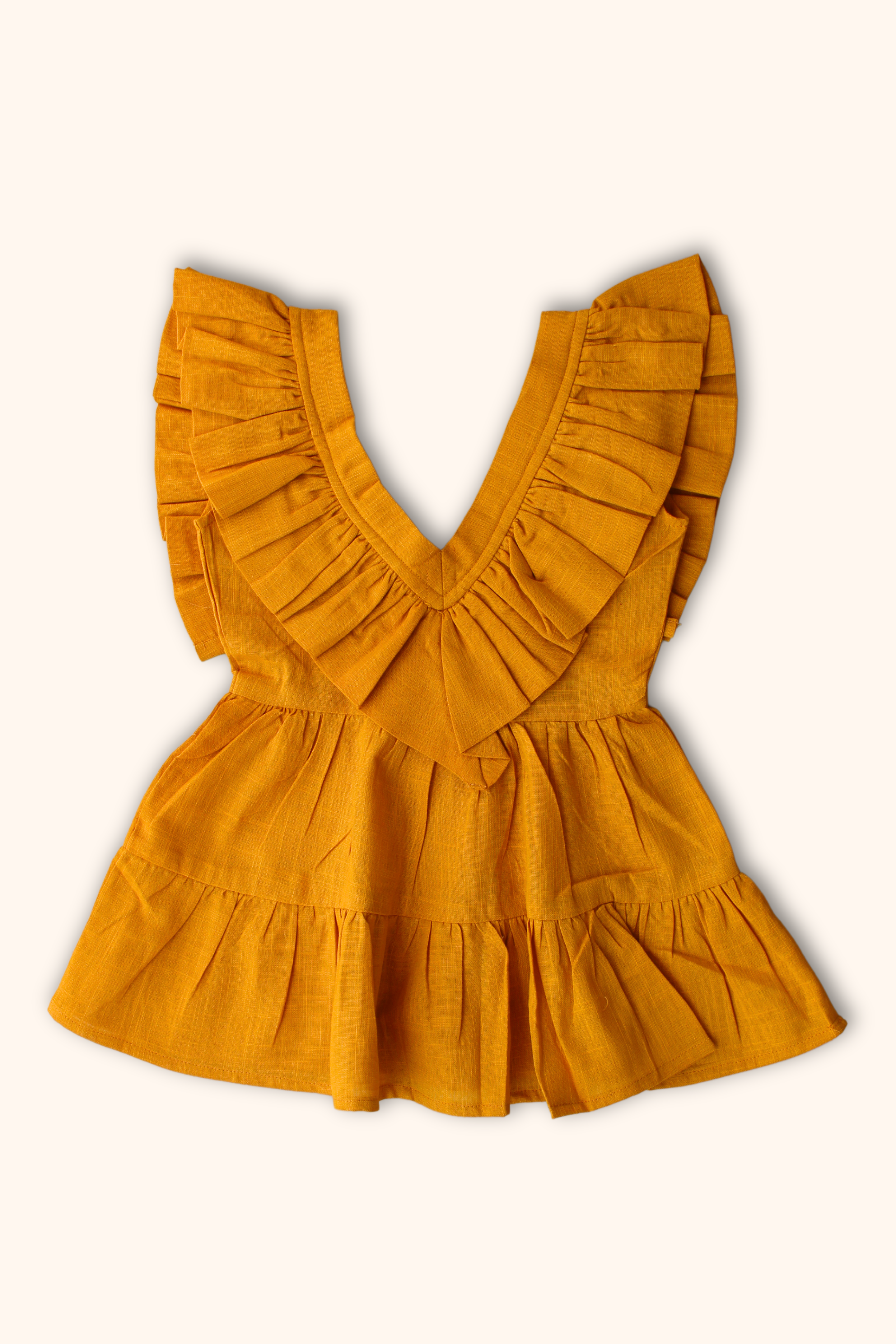 Girls Saba Backless Party Wear Dress - Mustard