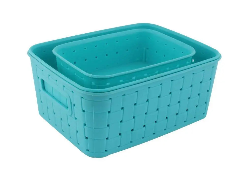 Sky blue smart storage baskets (set of 3) nested