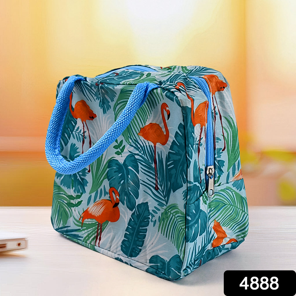Grey insulated lunch box bag for women and men with zipper and front pocket.