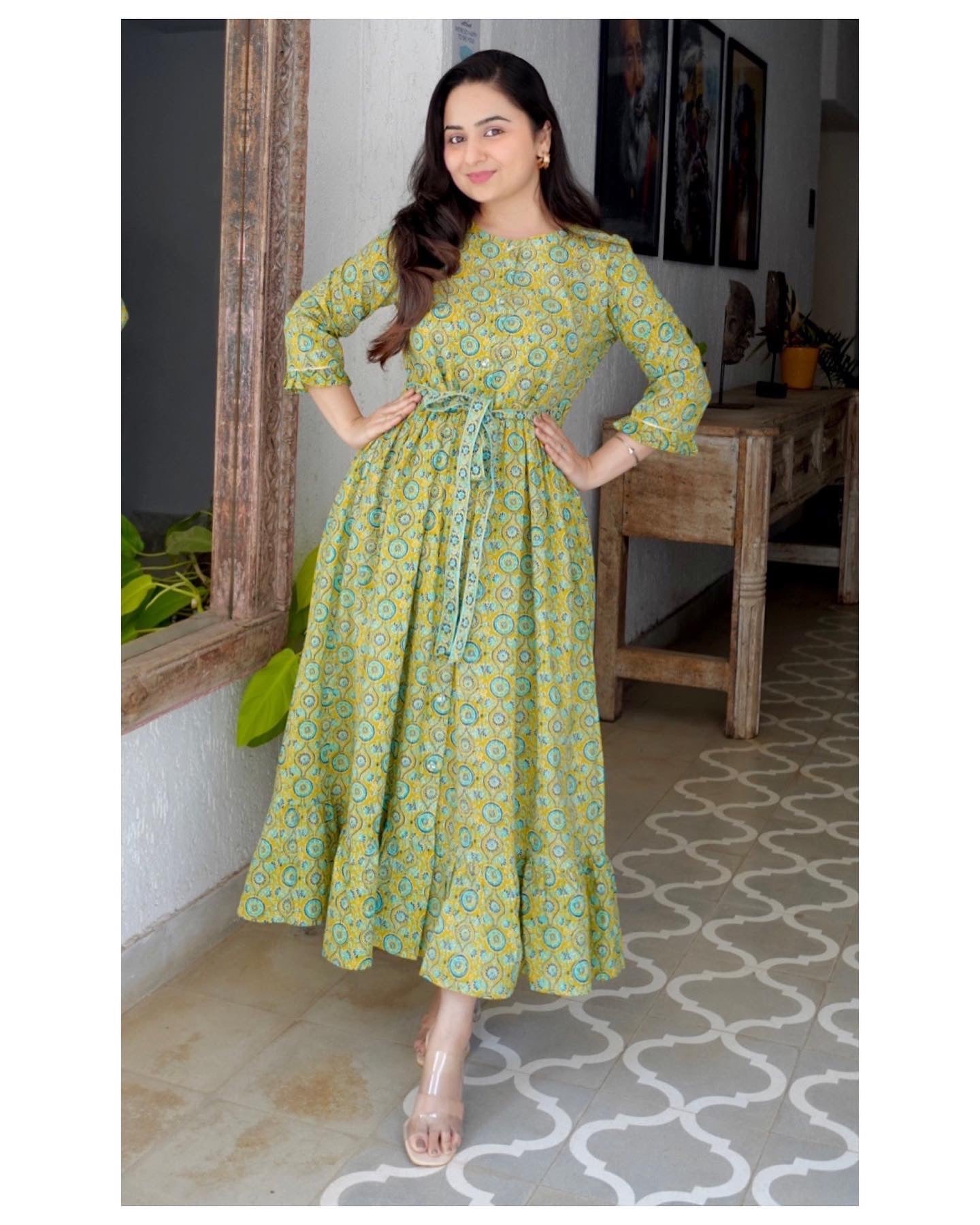 Yellow Floral Cotton Dress