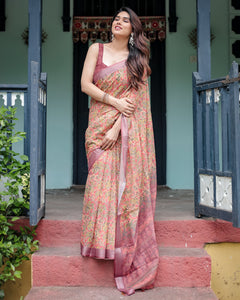 Artistic Abstract Linen Saree Women's | Day Events & Elegance