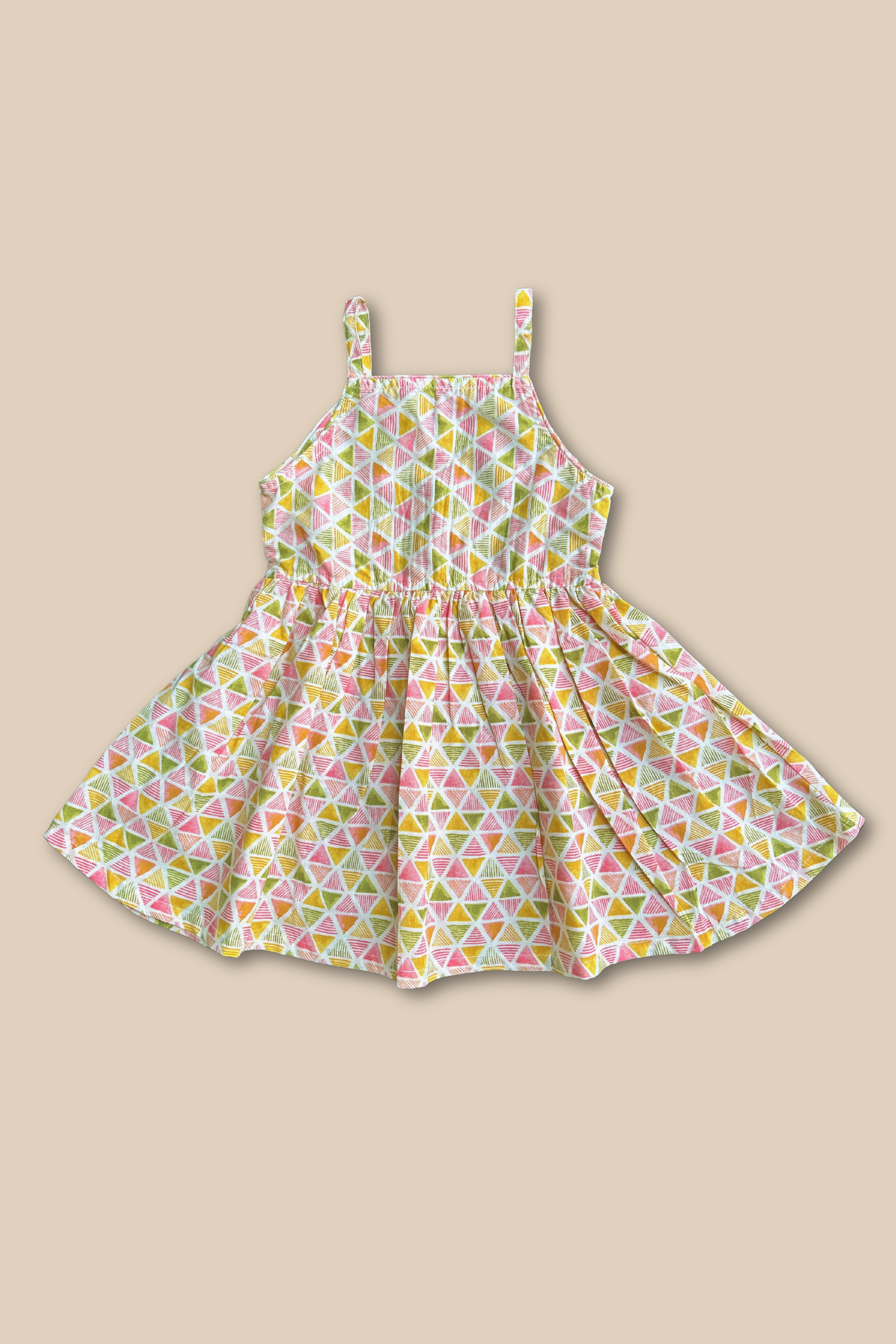 Girls Pure Cotton White Summer Dress - Abstract print