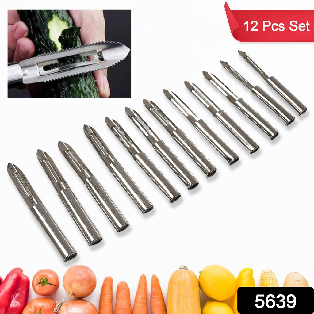 Multi-purpose stainless steel peelers with handles for peeling and shredding vegetables & fruit.
