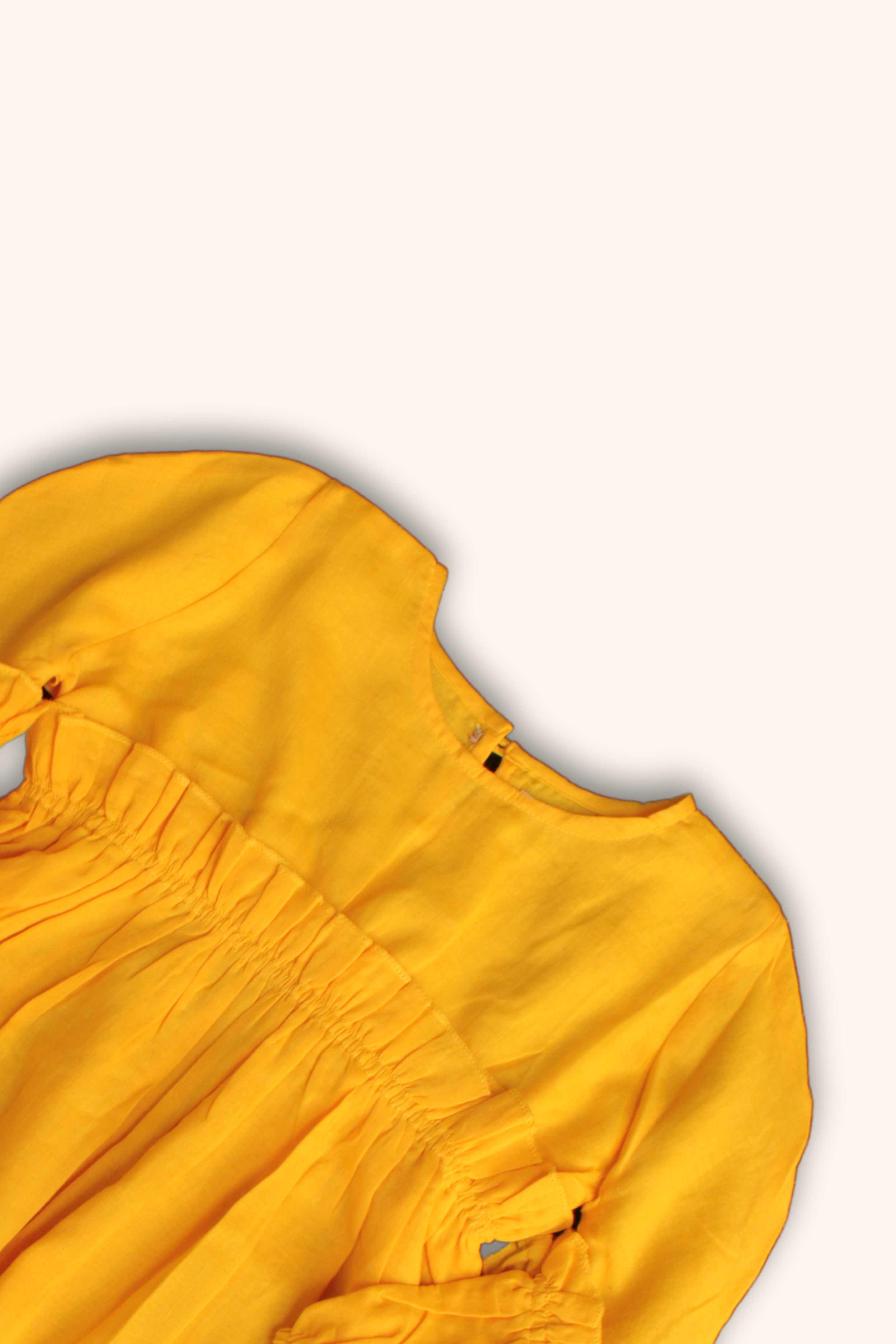 Girls Mulmul Asymmetrical Solid Sunny Yellow Dress