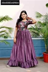 Designer Chinnon Gown | Sequins & Print | Party Wear | TREND BUY