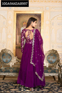 Fox Georgette Zecard Work Gown with Sequence Dupatta | TREND BUY