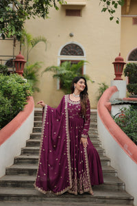 Wine Color Designer Three Piece Sharara Suit | TRENDBUY