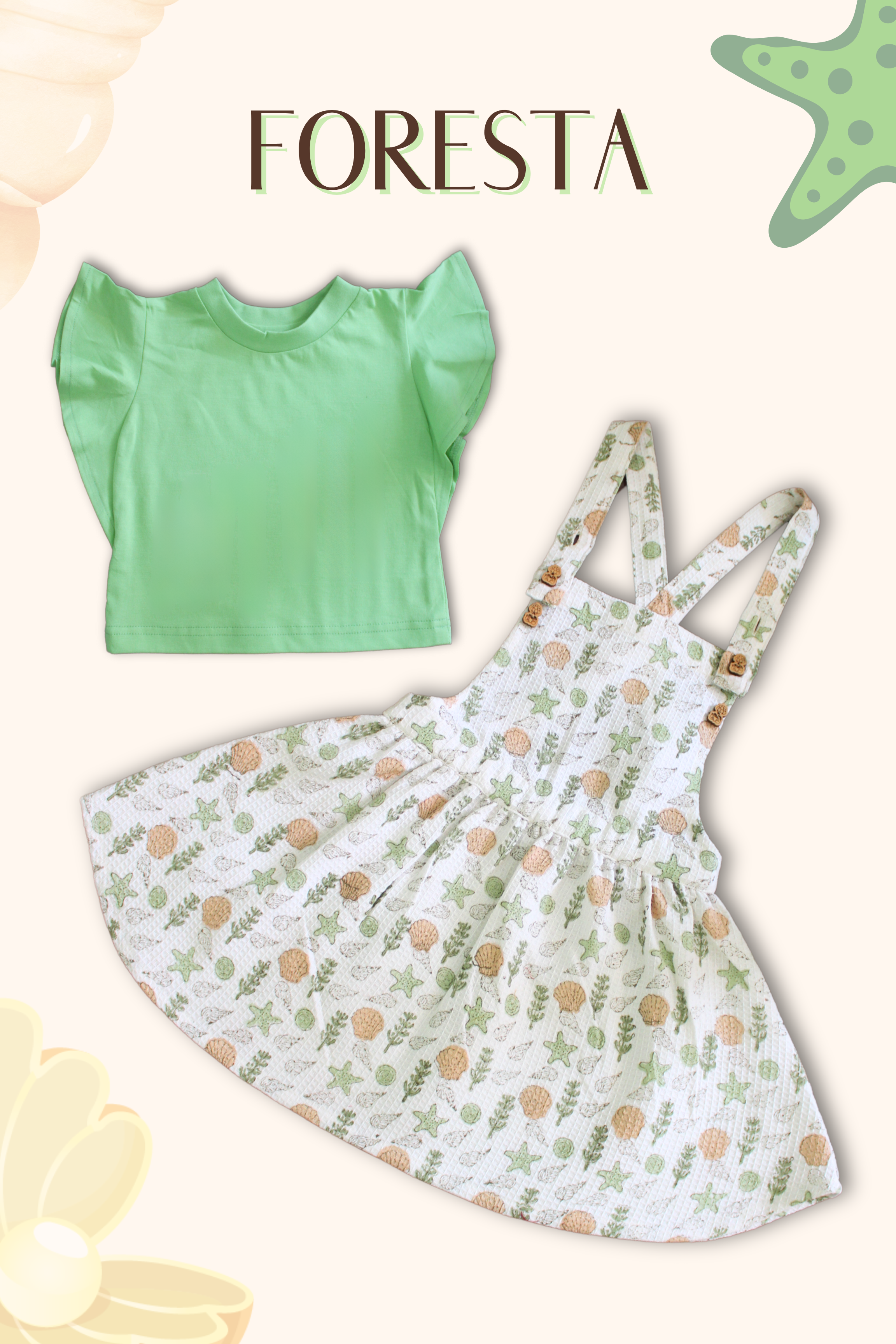 Girls Foresta 100% Cotton Premium Dungaree Skirt & T-shirt Set
