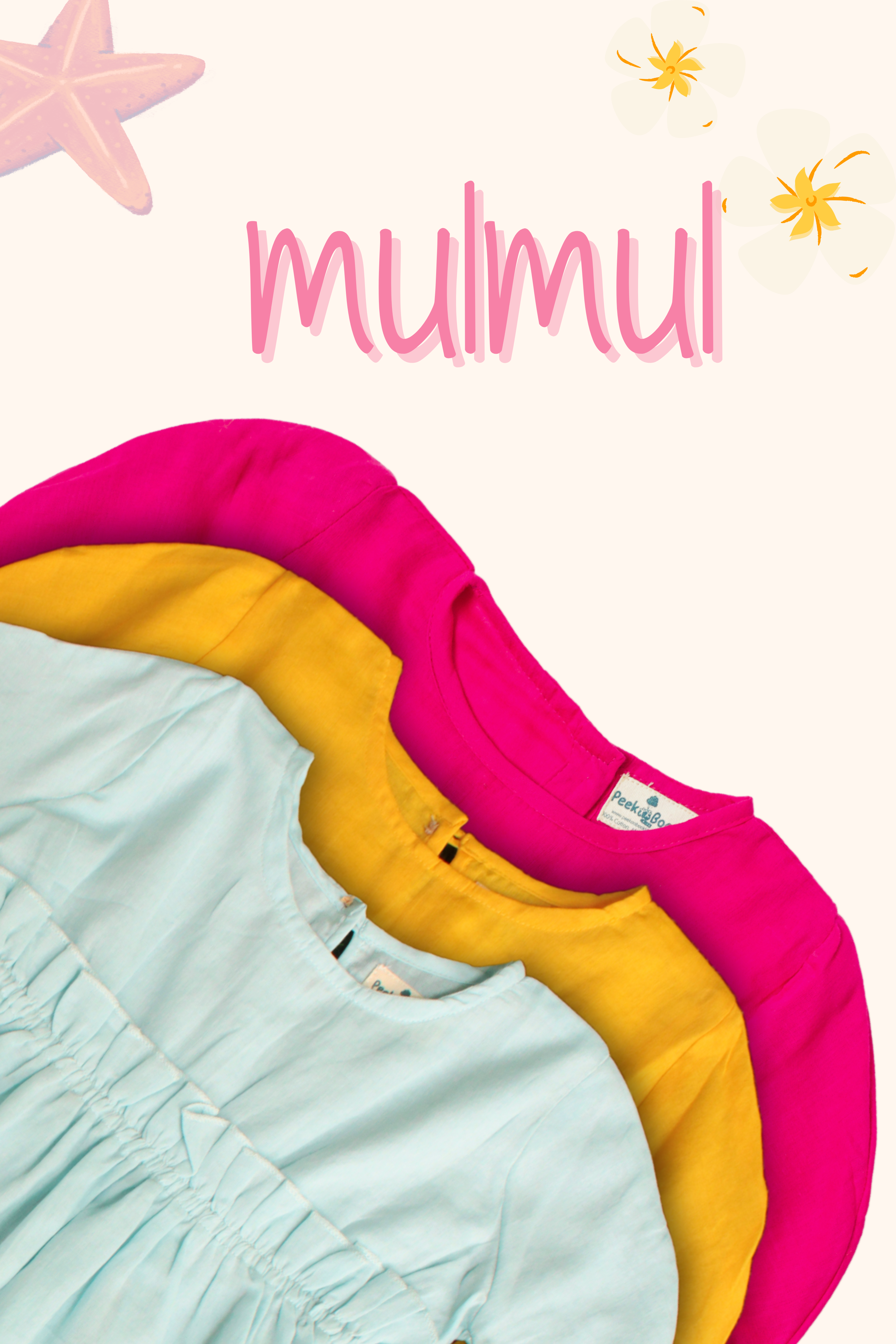 Girls Pure Mulmul Asymmetrical Solid Dress