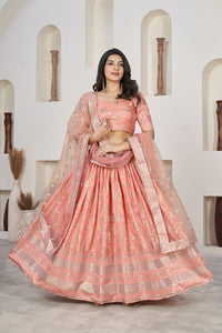 Jacquard Embroidered Lehenga Set | Zari & Sequins Work | Bridal Wear | TREND BUY