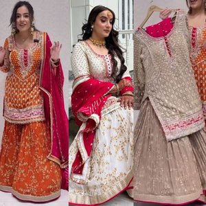 Foux Georgette Sharara Suit | Thread & Sequence Work | M-XXL | TREND BUY