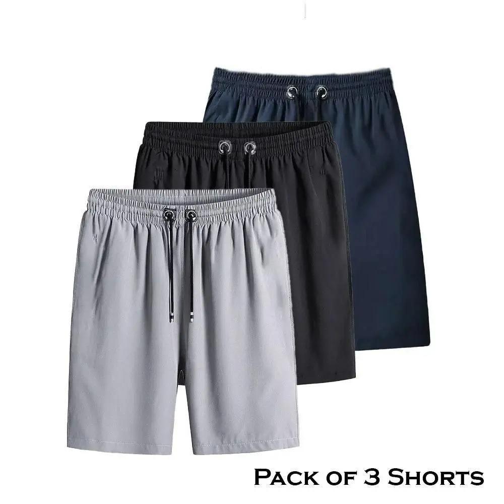 Three men's cotton polyester shorts pack, comfortable and versatile for daily wear.