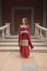Long Sleeve Red Color Sharara Suit For Lohri Festival | TRENDBUY