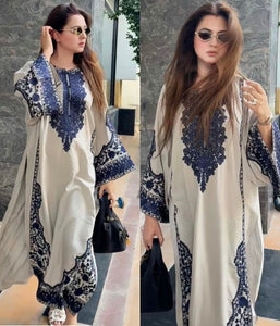 TRENDBUY Exclusive: Elegant Fox Georgette Embroidered Top Plazzo with Dupatta Set