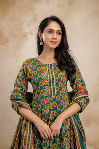 TRENDBUY Women's Pure Cotton A-Line Kurti, Pant & Dupatta Set | Rich Hand Work | M-3XL