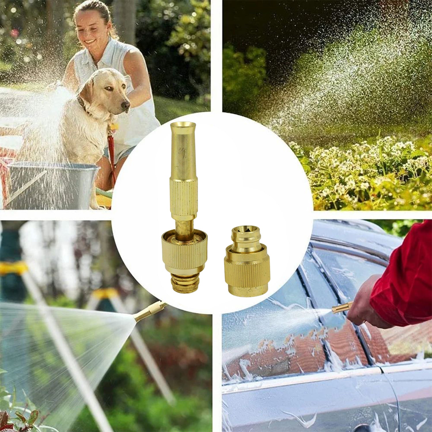 7588 Water Spray Nozzle For Water Pipe Booster Nozzle For Car Wash Nozzle With High Pressure Water Adjustable Brass Nozzle Water Spray Gun For Gardening Watering Tools - TREND BUY