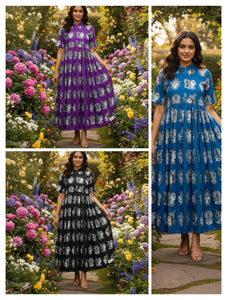 TRENDBUY Timeless Goddess Print Soft Cotton Maxi Dress - Elegant A-Line Attire