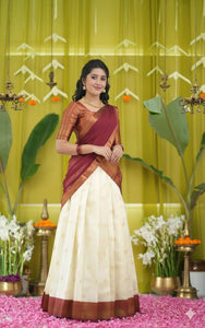 TRENDBUY Kanjiveram Silk Half Saree Lehenga Set with Banarasi Duppta