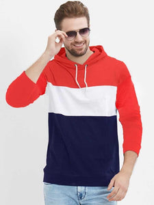 Cotton Blend Color Block Full Sleeves Hoodie T-Shirt | TRENDBUY