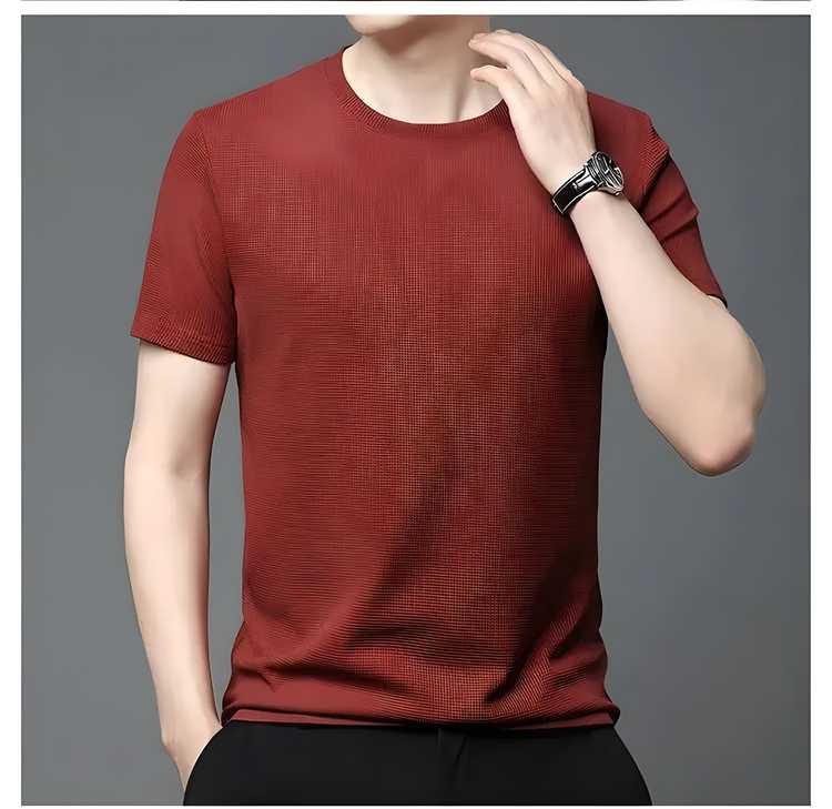 White men's 4-way stretch round neck t-shirt
