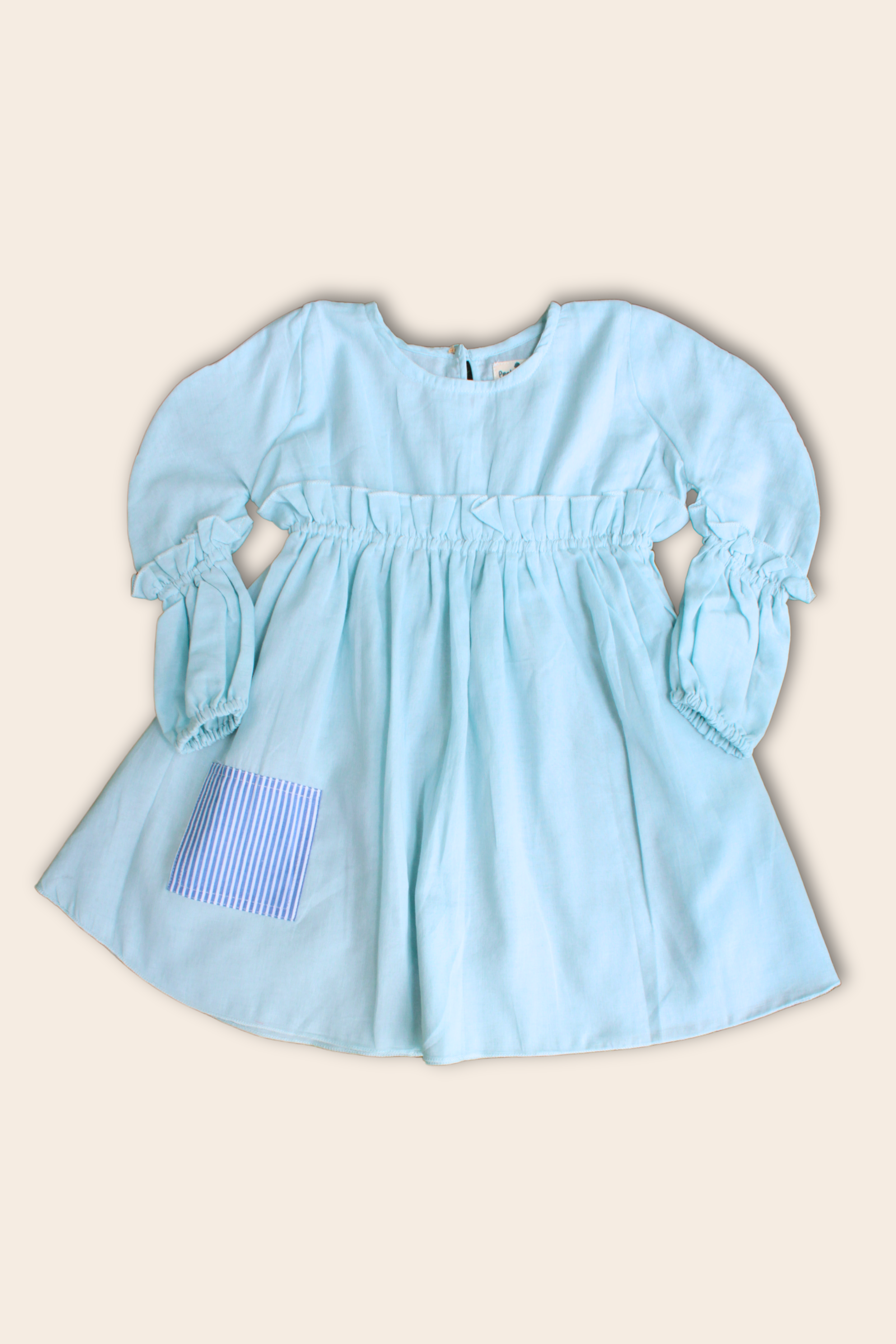 Girls Mulmul Asymmetrical Solid Sky Blue Dress