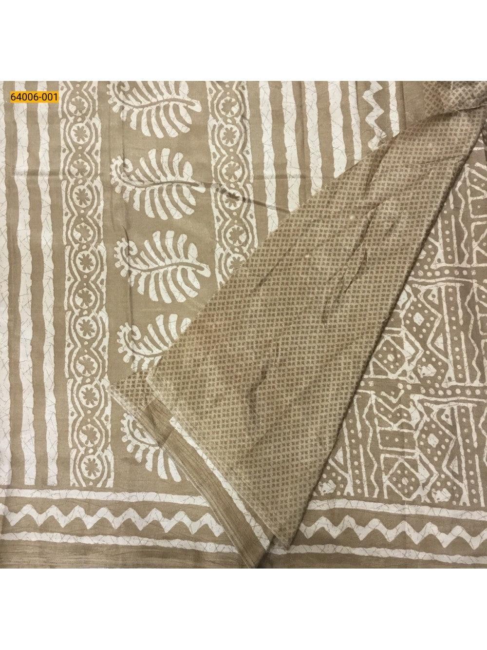 Dark Sandal Crepe Silk Saree - TREND BUY