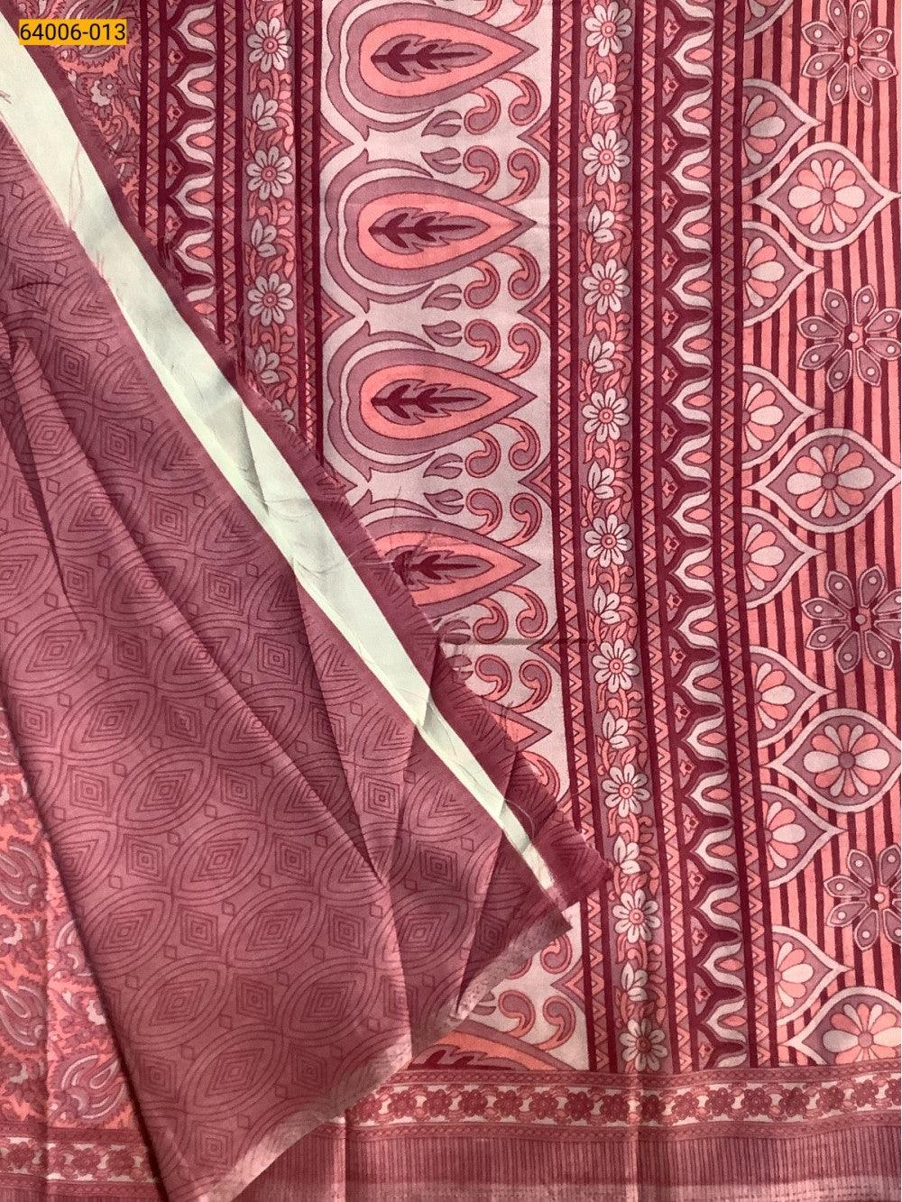 Peach Crepe Silk Saree