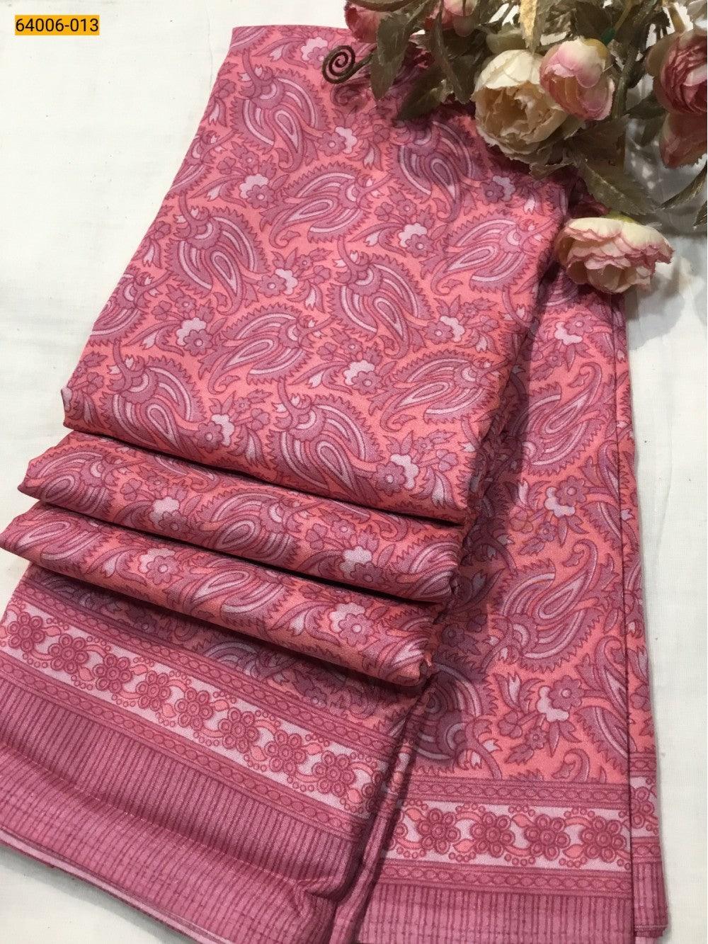 Peach Crepe Silk Saree