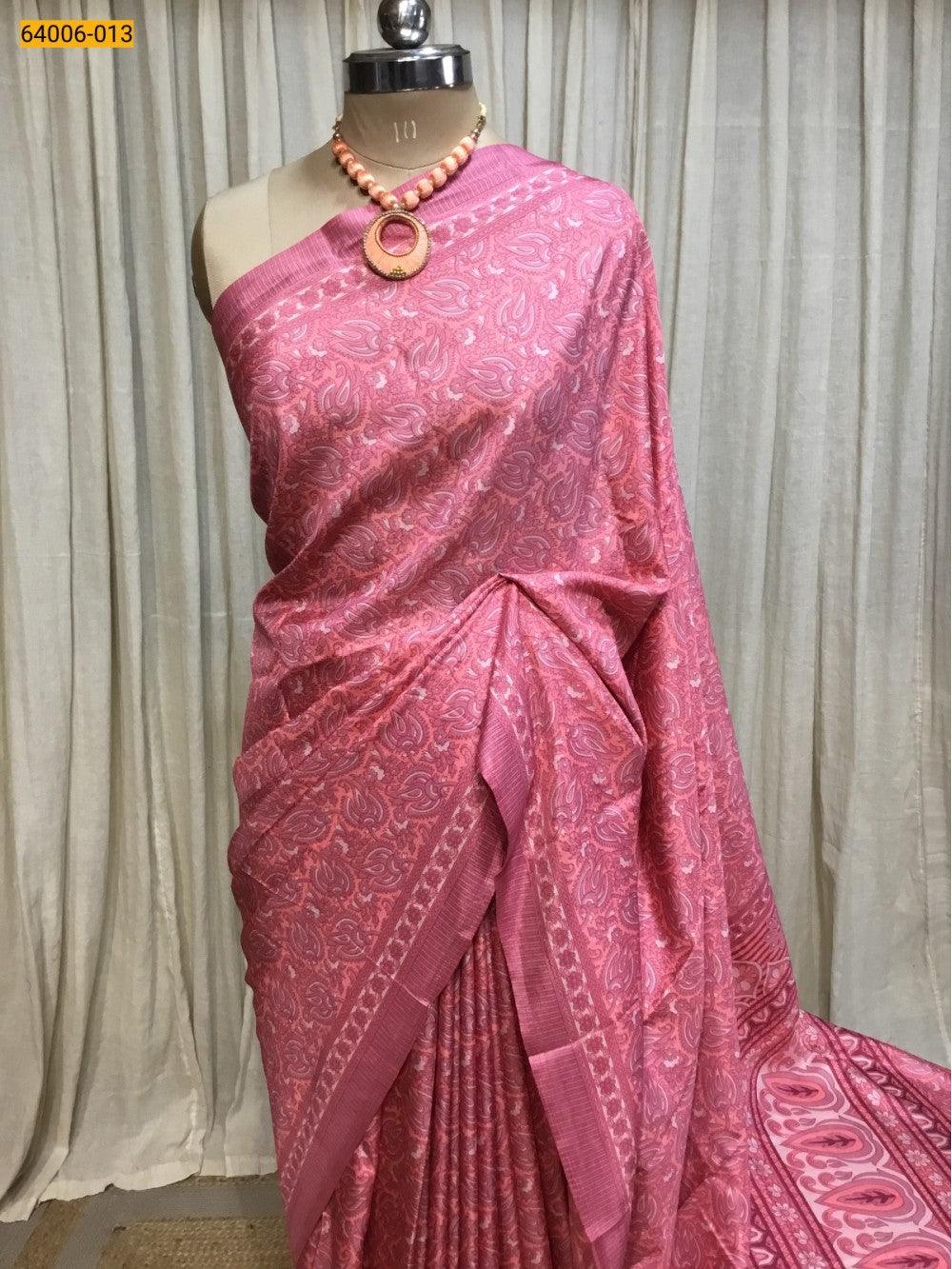 Peach Crepe Silk Saree