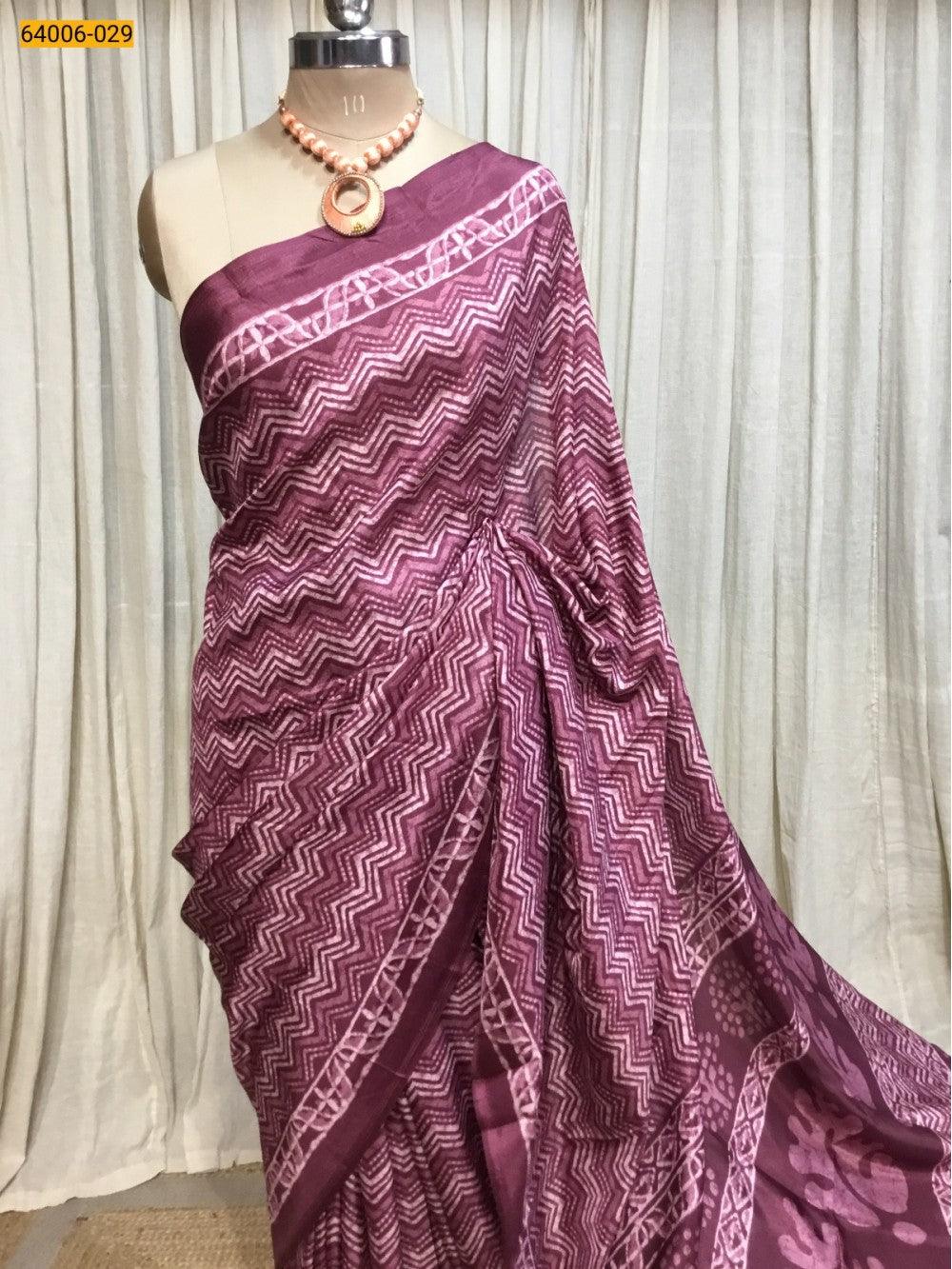 Wine Crepe Silk Saree