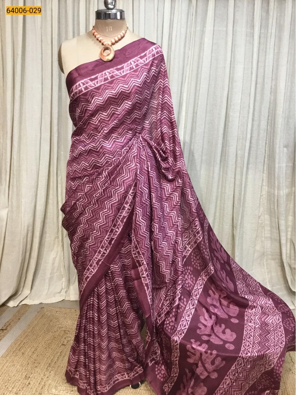 Wine Crepe Silk Saree