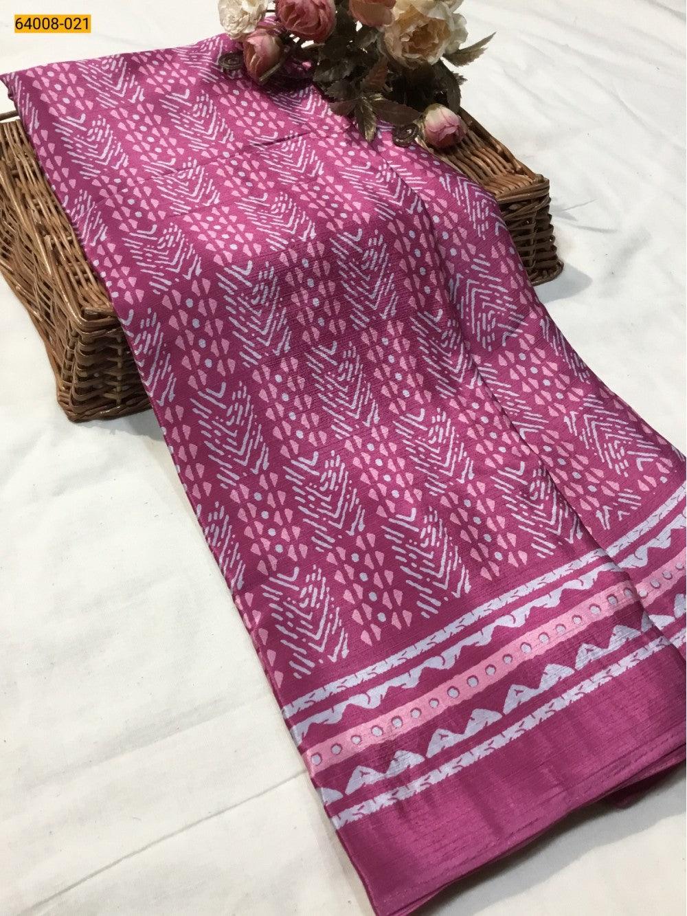 Pink  Crafty Crape Silk Saree - TREND BUY