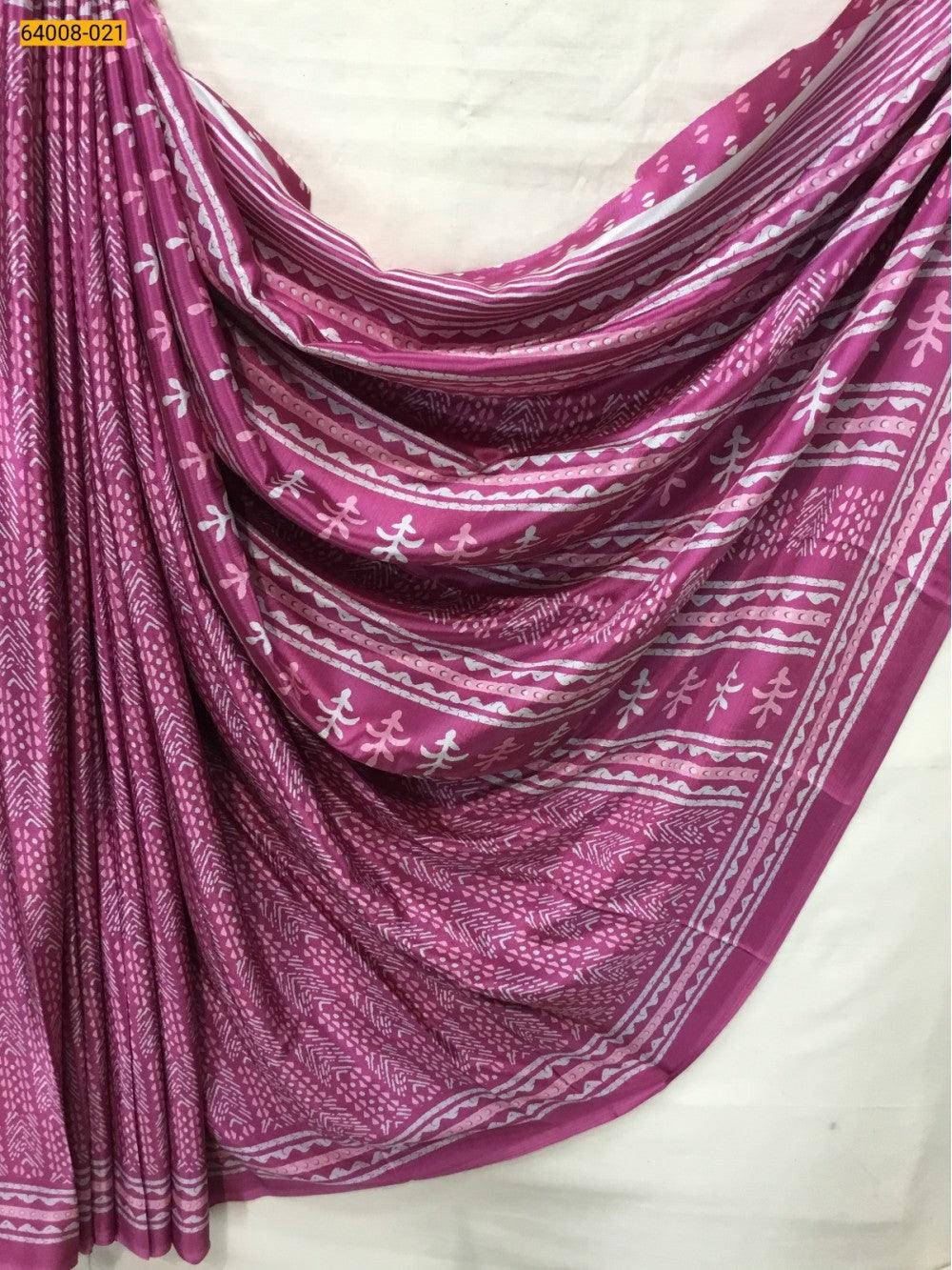 Pink  Crafty Crape Silk Saree - TREND BUY