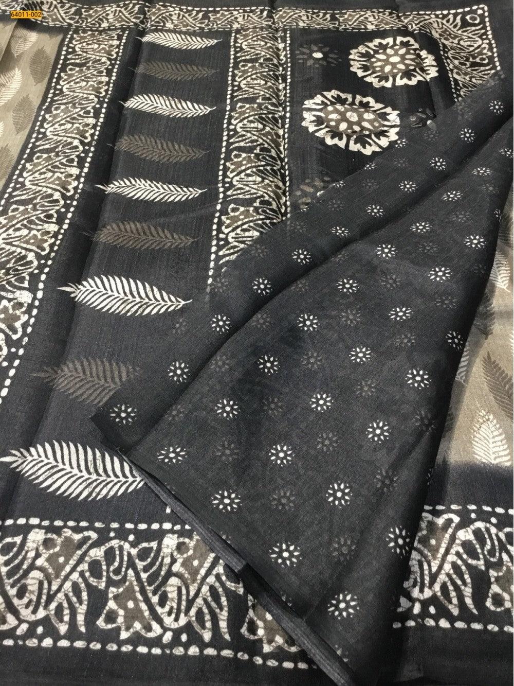 Brown Bhagalpur Fancy Silk Printed Saree