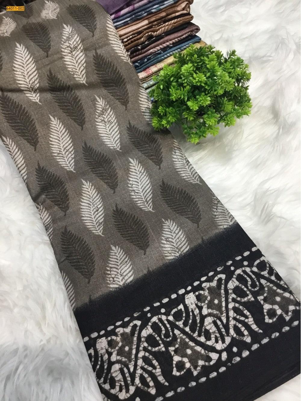 Brown Bhagalpur Fancy Silk Printed Saree