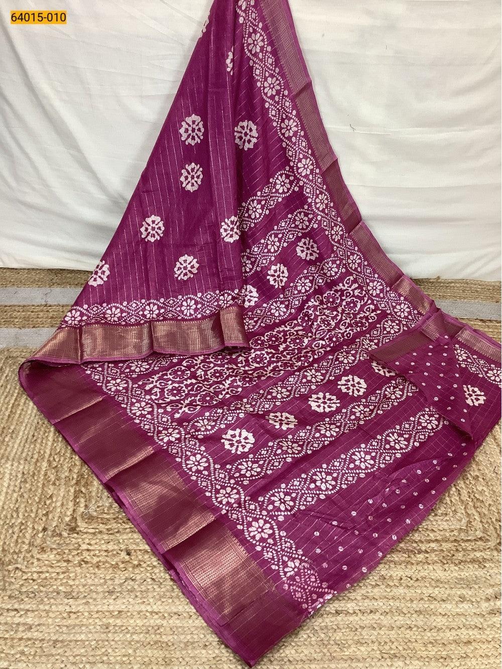 Pink Fancy Dola Printed Silk Checks Saree - TREND BUY