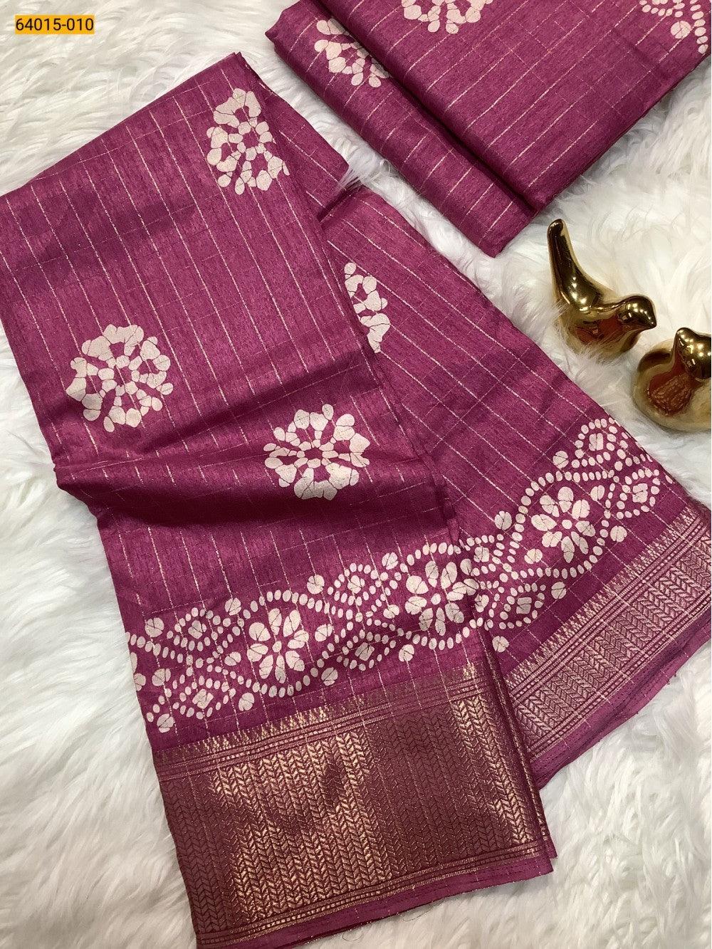 Pink Fancy Dola Printed Silk Checks Saree - TREND BUY