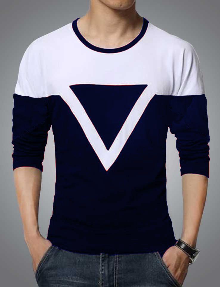 Cotton blend full sleeves t-shirt with horizontal stripes