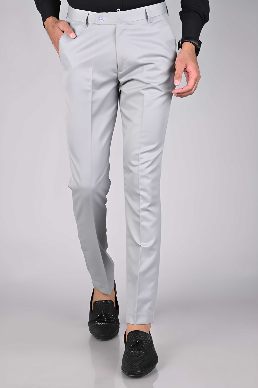 Men's dark formal trousers, tailored for a sharp, professional look.