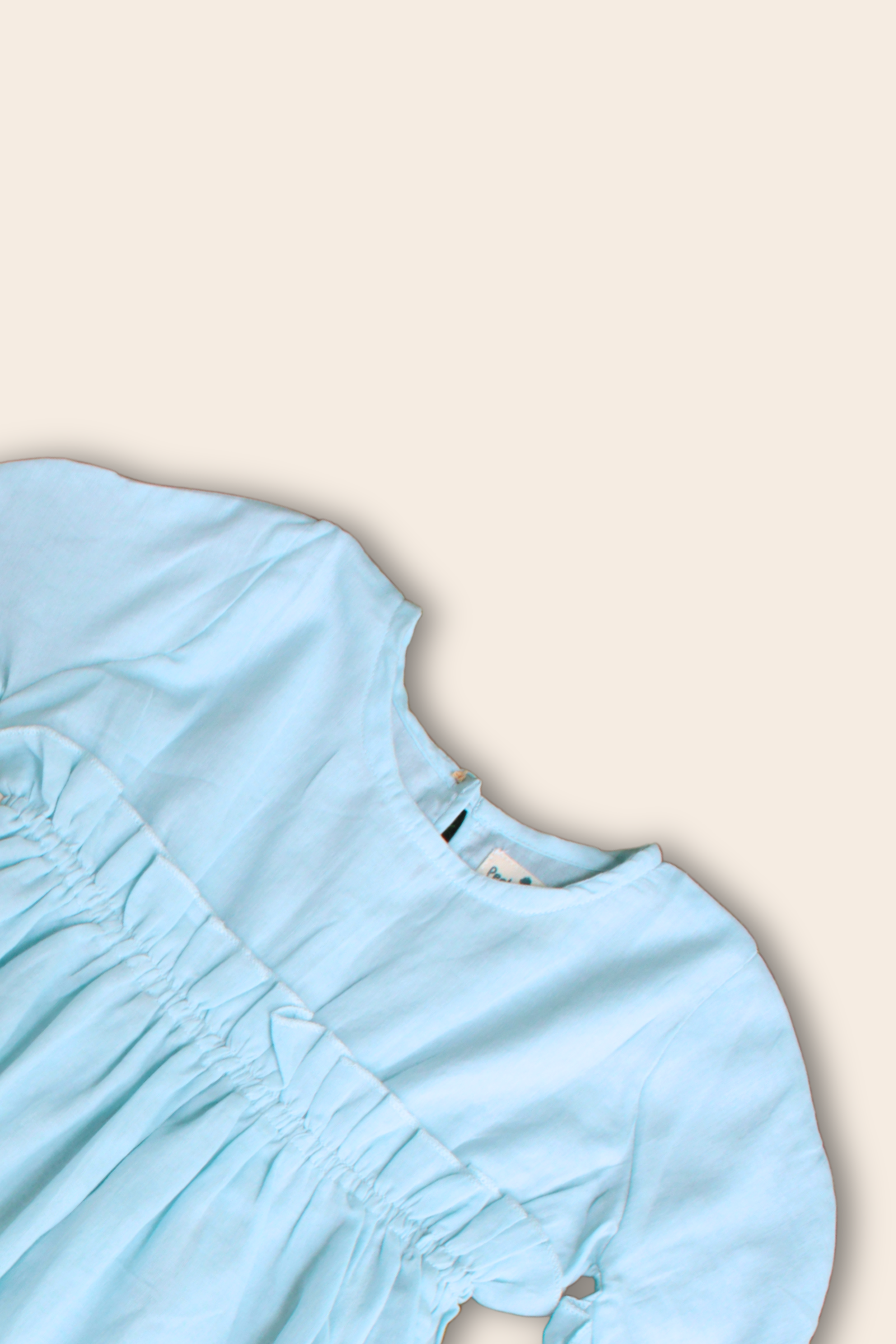 Girls Mulmul Asymmetrical Solid Sky Blue Dress