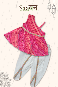 Girls Saavan Pure Cotton Ethnic Clothing set - Pink Leheriya | TRENDBUY